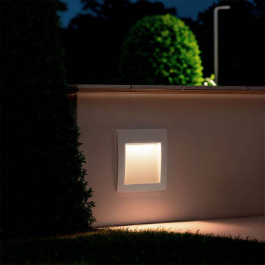 Baliza Exterior LED 4W Empotrable Pared Cuadrado Blanco Natt