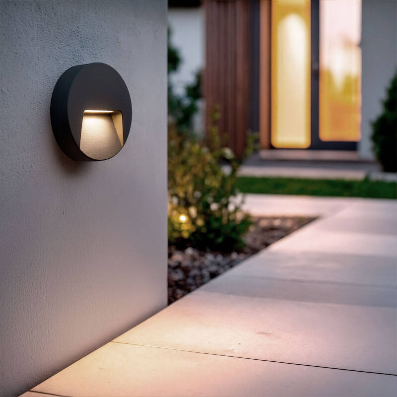 Imagen de Baliza Exterior LED 3W Superficie Pared Circular Antracita Nilsa