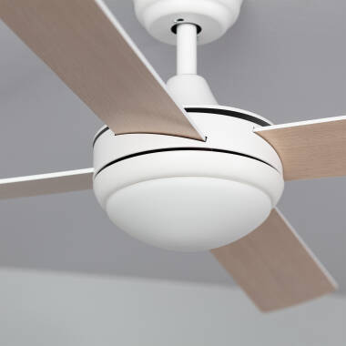 Imagem de Ventoinha de Teto Silenciosa Navy Branca Madeira 132cm Motor DC   