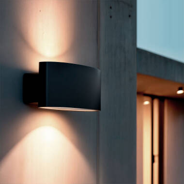 Aplique de Pared Exterior LED 15W Iluminación Rectangular Negro Masha