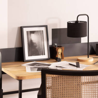 Imagem de Candeeiro de Mesa de Tela e Madeira Jedali 