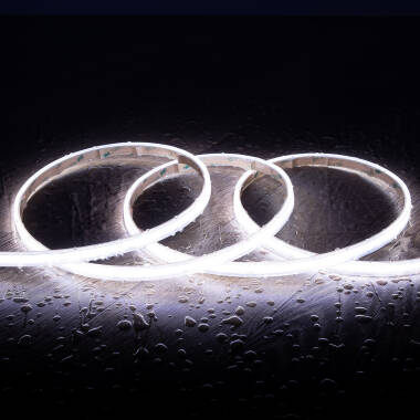 Tira LED Regulable 220V COB Autorrectificada 560 LED/m 14W/m 1250lm/m SILICONE FLEX IC-2P Ancho 10mm Corte 10cm IP65 a Medida