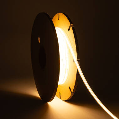 Tira LED Regulable 220V COB Autorectificada 480 LED/m BOBINA 20m 12W/m 900lm/m Superestrecha Ancho 6.5mm Corte 10cm IP65
