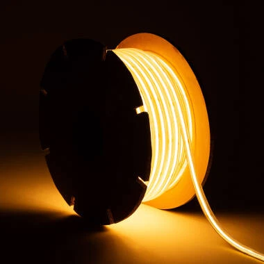 Tira LED Regulable 220V COB Autorrectificada 560 LED/m BOBINA 50m 14W/m 1250lm/m SILICONE FLEX IC-2P Ancho 10mm Corte 10cm IP65