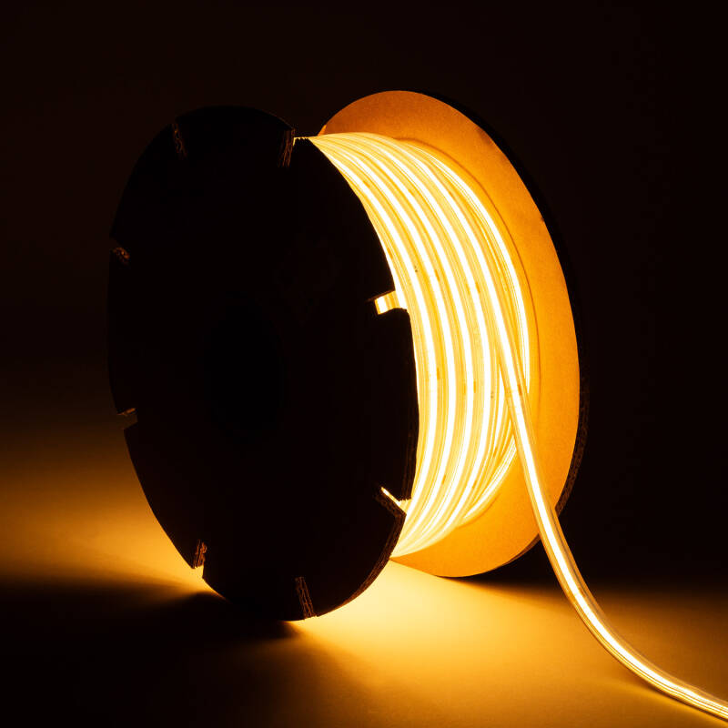 Imagen de Tira LED Regulable 220V COB Autorrectificada 560 LED/m BOBINA 50m 14W/m 1250lm/m SILICONE FLEX IC-2P Ancho 10mm Corte 10cm IP65