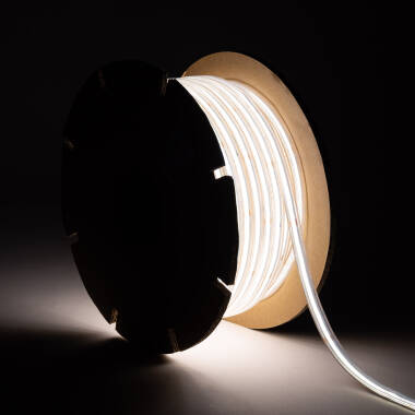 Tira LED Regulable 220V COB Autorrectificada 560 LED/m BOBINA 50m 14W/m 1250lm/m SILICONE FLEX IC-2P Ancho 10mm Corte 10cm IP65