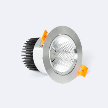 Foco Downlight LED 12W COB Direccionável Circular Prata Corte Ø 90 mm No Flicker