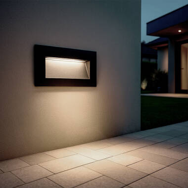 Baliza Exterior LED 4W Encastrável Parede Retangular Preta Edulis