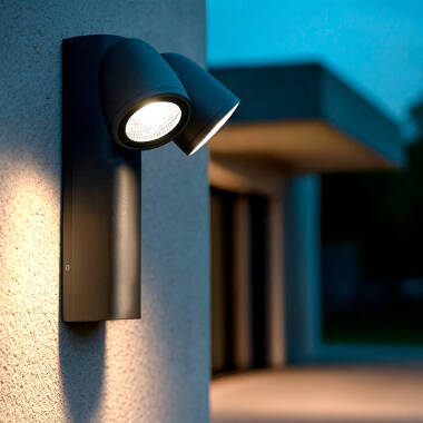 Aplique de Parede Exterior LED 12W Alumínio Abel Dois Focos