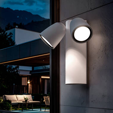 Aplique de Parede Exterior LED 12W Alumínio Abel Dois Focos