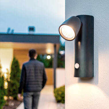 Aplique de Parede Exterior LED 6W Alumínio com Detector de Movimento Abel