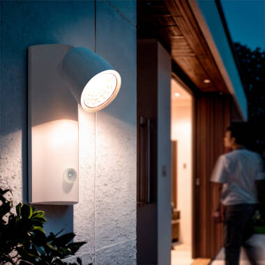 Aplique de Parede Exterior LED 6W Alumínio com Detector de Movimento Abel