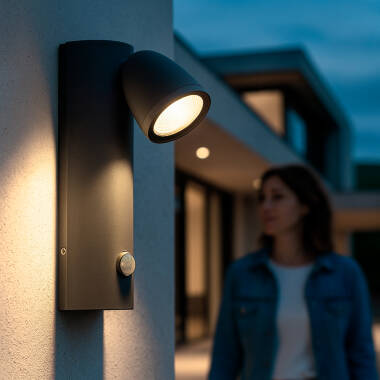 Imagem de Aplique de Parede Exterior LED 6W Alumínio com Detector de Movimento Abel