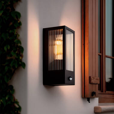 Imagen de Aplique de Pared Exterior Acero Inoxidable y Cristal Texturizado con Detector de Movimiento Gakom