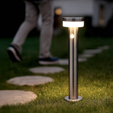 Baliza de Pie Exterior Solar LED 1,5W 50cm Acero Inoxidable con Sensor de Movimiento Ashier