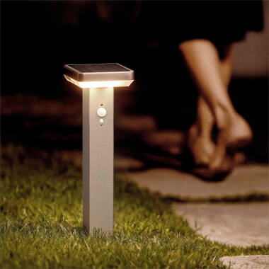 Baliza de Pie Exterior Solar LED 5W 50cm Acero Inoxidable con Sensor de Movimiento Barton Square