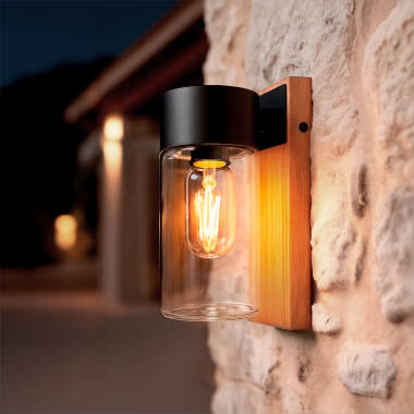 Aplique de Pared Exterior Acero Inoxidable y Cristal Isoba
