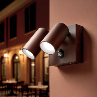 Aplique de Parede Exterior LED 18W Alumínio CCT Seleccionável Dois Focos com Detetor de Movimento Kuriya
