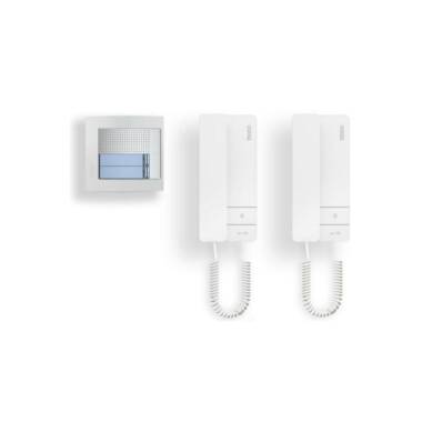 Kit Porteiro 2 Moradia 2 Fios com Placa SFERA NEW e 2 Telefones Série 8 TEGUI 378152