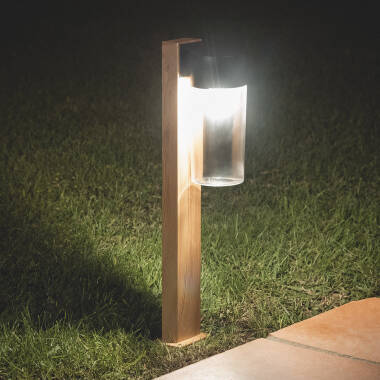 Baliza Exterior Superficie Pie 50cm Acero Inoxidable y Cristal Isoba