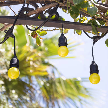 Kit Grinalda Waterproof 5,5m Preto + 8 Lâmpadas LED E27 G45 3W Coloridas