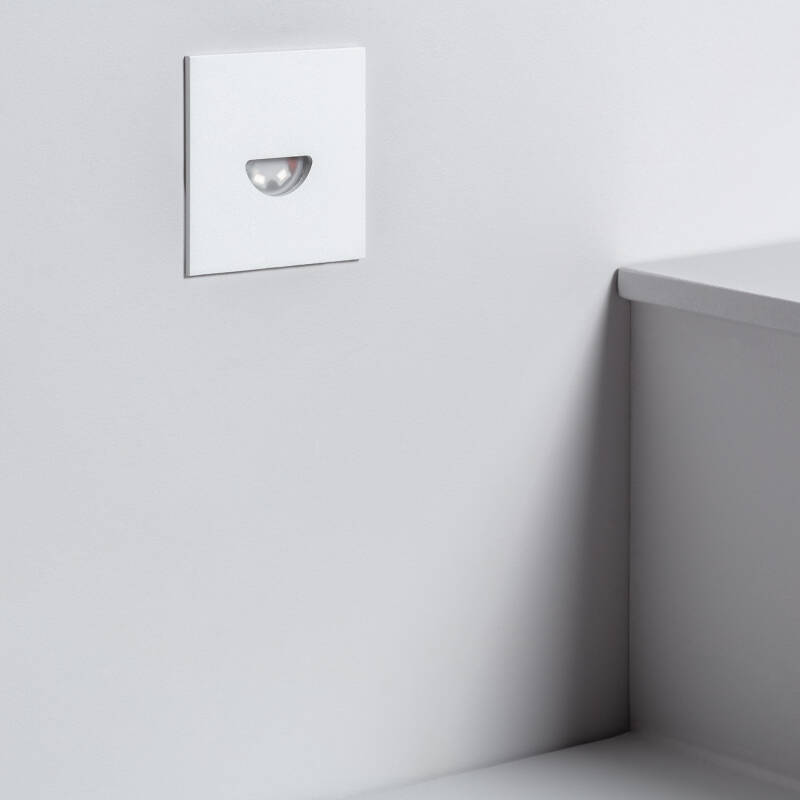 Imagem de Baliza Exterior LED 2W Encastrável na Parede Quadrada Branco Guell 