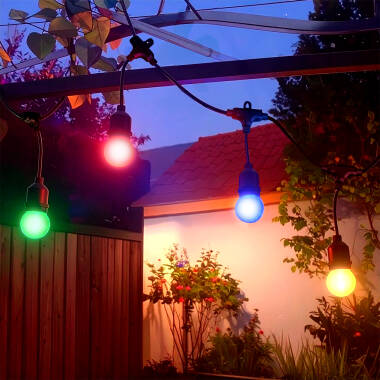 Kit Grinalda Waterproof 5,5m Preto + 8 Lâmpadas LED E27 G45 3W Coloridas