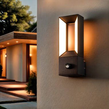 Aplique Parede Exterior LED Alumínio 2x5W Trimel com Sensor Movimento