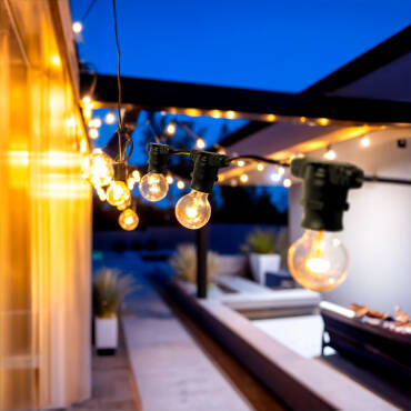 Kit Grinalda Luzes Exterior IP44 5m Preto  + 5 Lâmpadas Filamento LED B22 2W A60