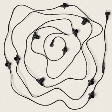 Fotografía del producto: Guirnalda Luces Exterior con 10 Portalámparas B22 10m Negro IP44