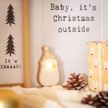 Imagen de Papa Noel LED de Madera con Batería