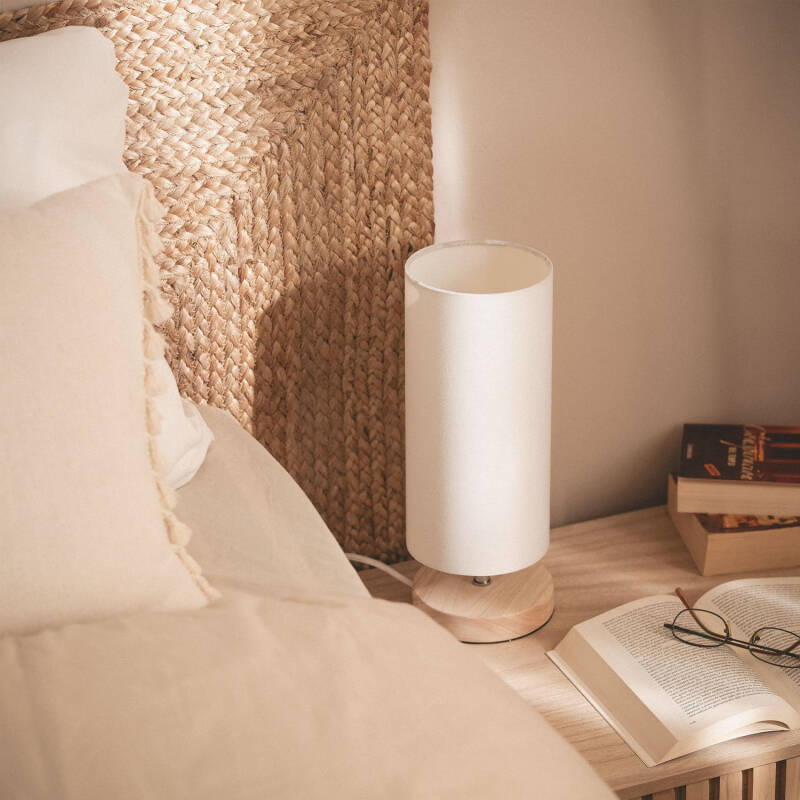 Lámpara de Mesa de Madera y Tela Roundi Haarle