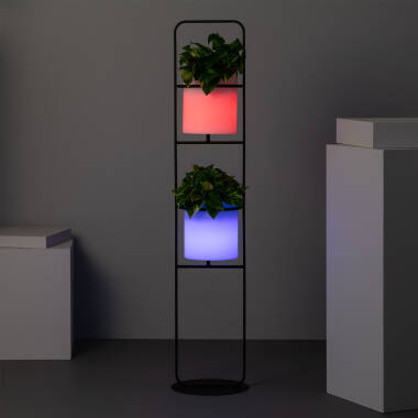 Imagem de Candeeiro de Pé Exterior de Metal LED 5W RGB Vaso Ø30 cm Recarregável IP65