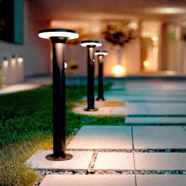 Imagem de Baliza Solar Exterior LED 6W Superfície de Pé 45cm com Detector de Movimento Helios Inox 304