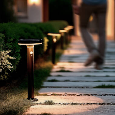 Baliza Solar Exterior LED 6W Superficie Pie 45cm con Detector de Movimiento Helios Inox 304