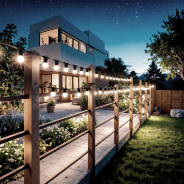 Guirnalda Exterior con Bombillas LED B22 Filamento A60 10m IP44 Negro