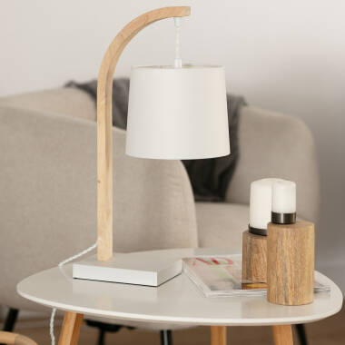 Lámpara de Mesa de Tela y Madera Haakon