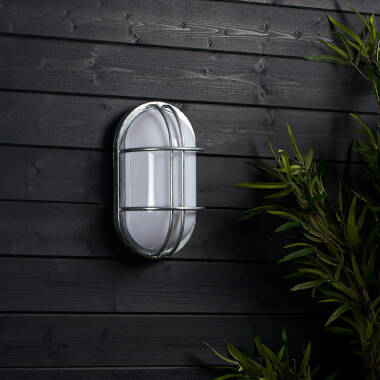 Imagen de Plafón Oval para Exterior 260x146 mm Hublot Fjord Acero Galvanizado
