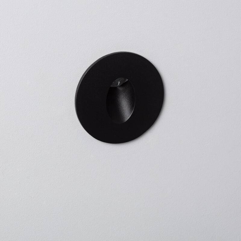 Imagen de Baliza Exterior LED 3W Empotrable Pared Circular Negro Oval Adam