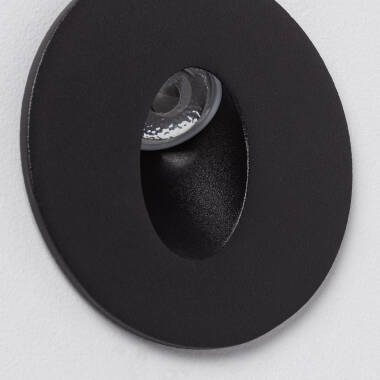 Imagen de Baliza Exterior LED 3W Empotrable Pared Circular Negro Oval Adam