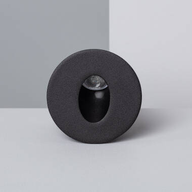 Imagen de Baliza Exterior LED 3W Empotrable Pared Circular Negro Oval Adam