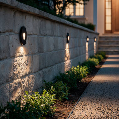 Imagen de Baliza Exterior LED 2W Empotrable Pared Circular Negro Olite