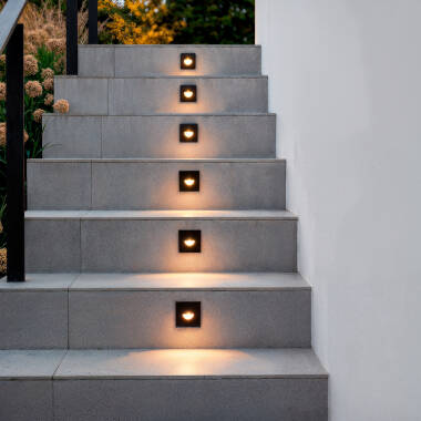 Imagen de Baliza Exterior LED 2W Empotrable Pared Cuadrado Negro Guell