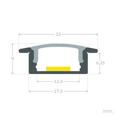 Imagem de Perfil Alumínio Encastrável para Fita LED até 12 mm com Tampa Contínua