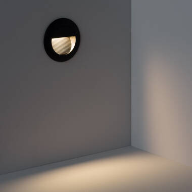 Baliza Exterior LED 3W Empotrable Pared Circular Negro Olite