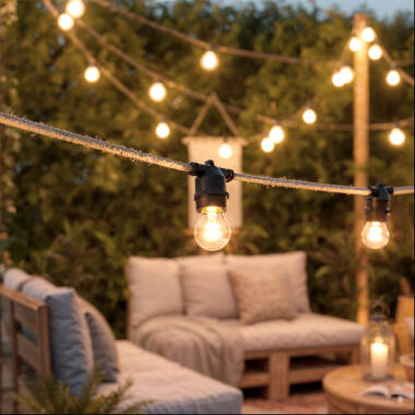 Guirnalda Hemp Naturae Luces Exterior 10 Portalámparas Textil Natural 10m IP65