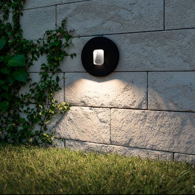 Imagen de Baliza Exterior LED 2W Empotrable Aluminio Pared Circular Negro Olite