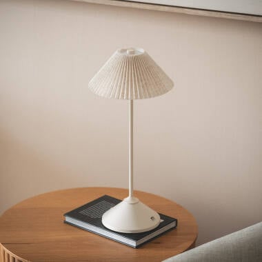 Imagen de Lámpara de Mesa LED Portátil Metal y Lino con Batería USB Recargable Denwa