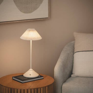Imagen de Lámpara de Mesa LED Portátil Metal y Lino con Batería USB Recargable Denwa