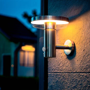 Fotografía del producto: Aplique de Pared Exterior Solar LED 5W Acero Inoxidable con Sensor de Movimiento Barton